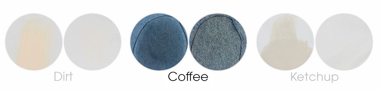 coffee on denim before and after